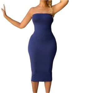 Navy and white tube dress. Small. Can also be worn as a pencil skirt